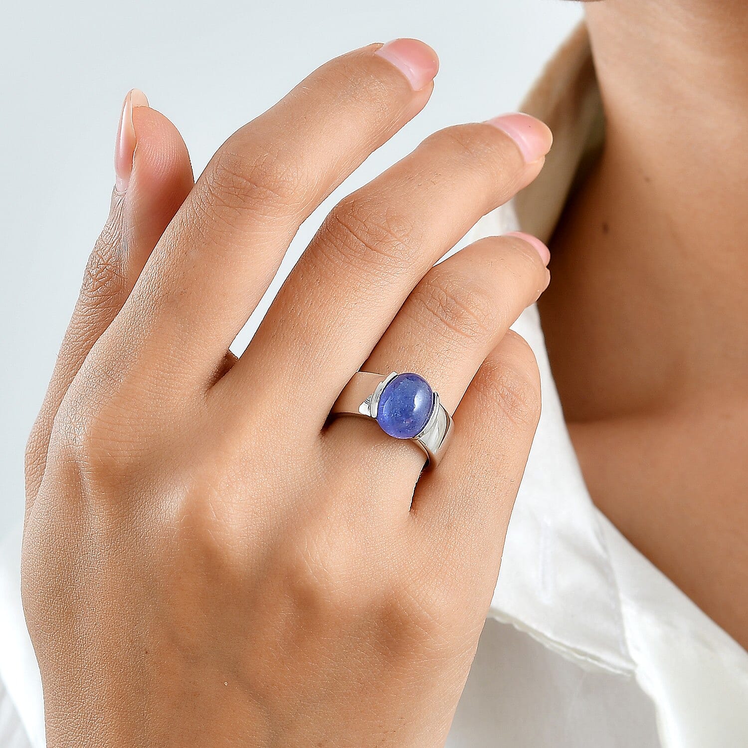 EverTrue Tanzanite 5.00 ctw Solitaire Ring in Platinum Bond (Size 5.0)