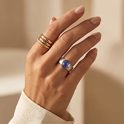 EverTrue Tanzanite 5.00 ctw Solitaire Ring in Platinum Bond (Size 5.0)