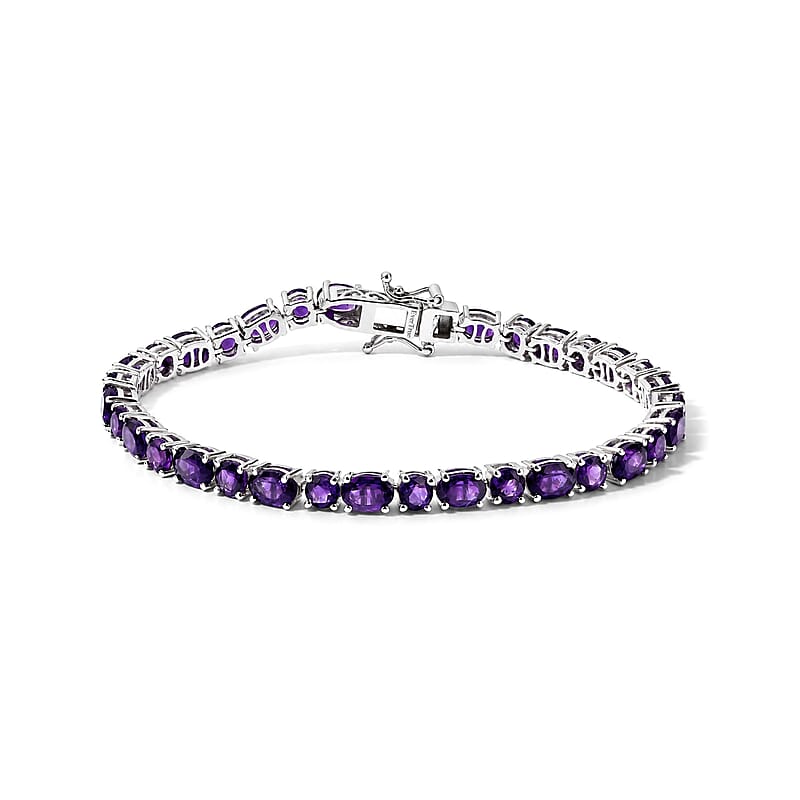 EverTrue African Amethyst 11.00 ctw Bracelet in Platinum Bond (7.25 In)