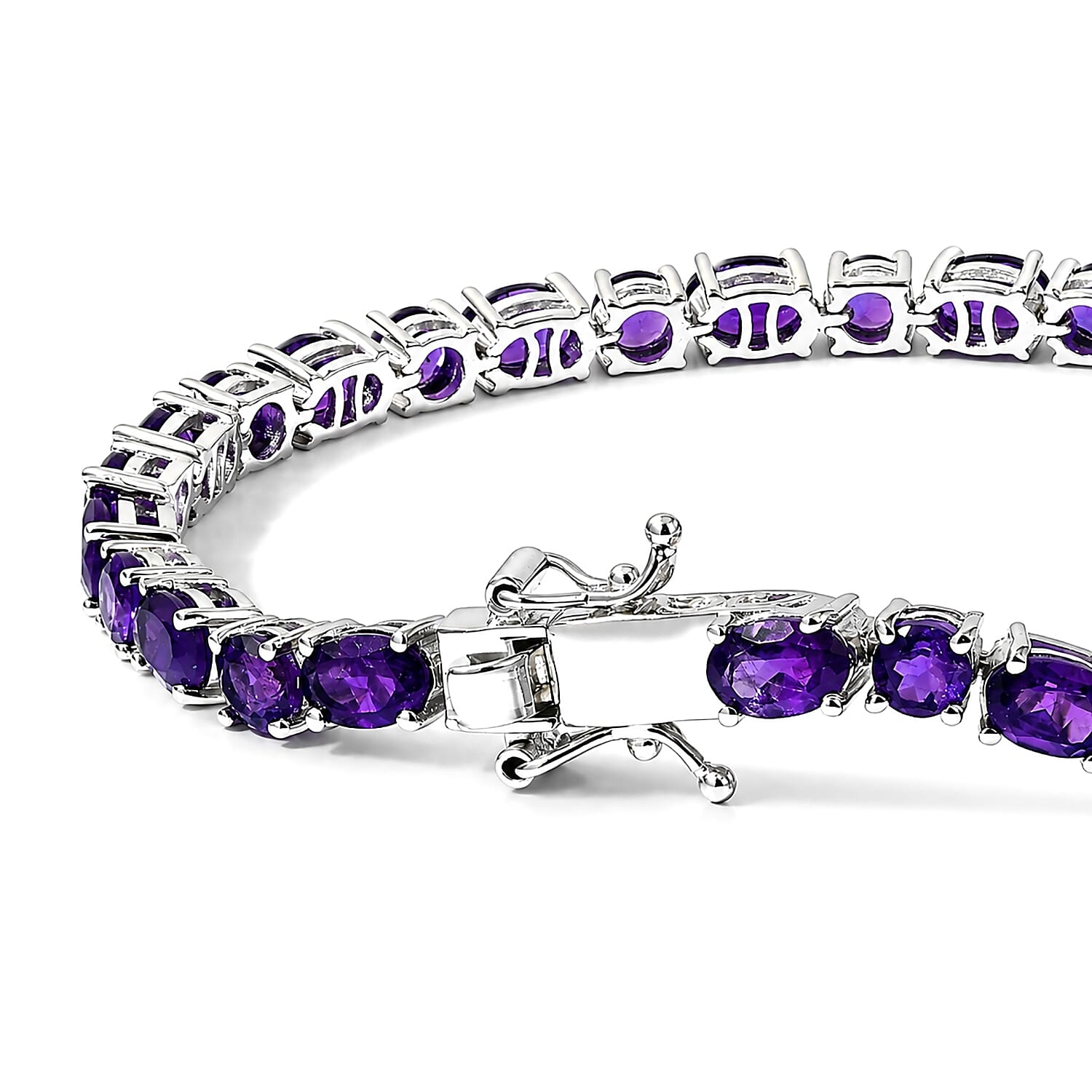 EverTrue African Amethyst 11.00 ctw Bracelet in Platinum Bond (7.25 In)