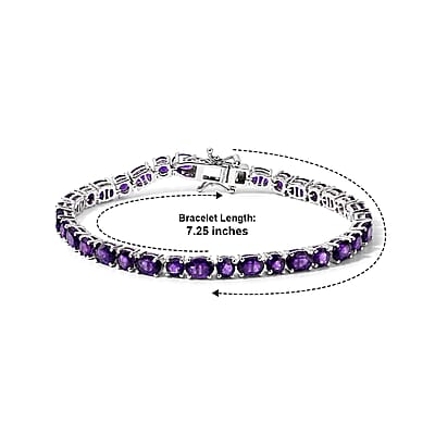 EverTrue African Amethyst 11.00 ctw Bracelet in Platinum Bond (7.25 In)