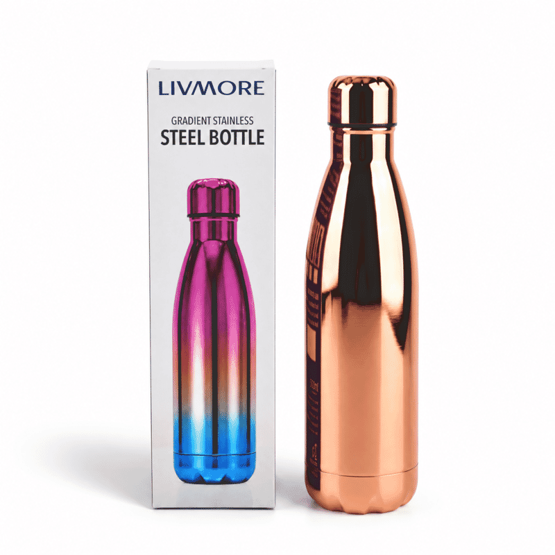 Livmore Rose Gold Double Wall Stainless Steel Gradient Electroplated Water Bottle