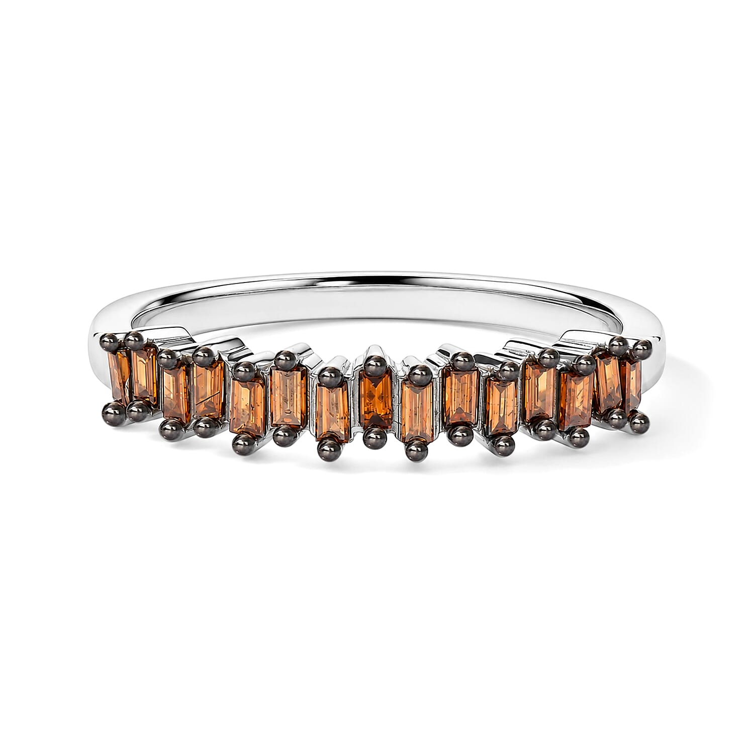 D'Joy Red Diamond 0.25 ctw Band Ring in Rhodium Over Sterling Silver (Size 5.0)