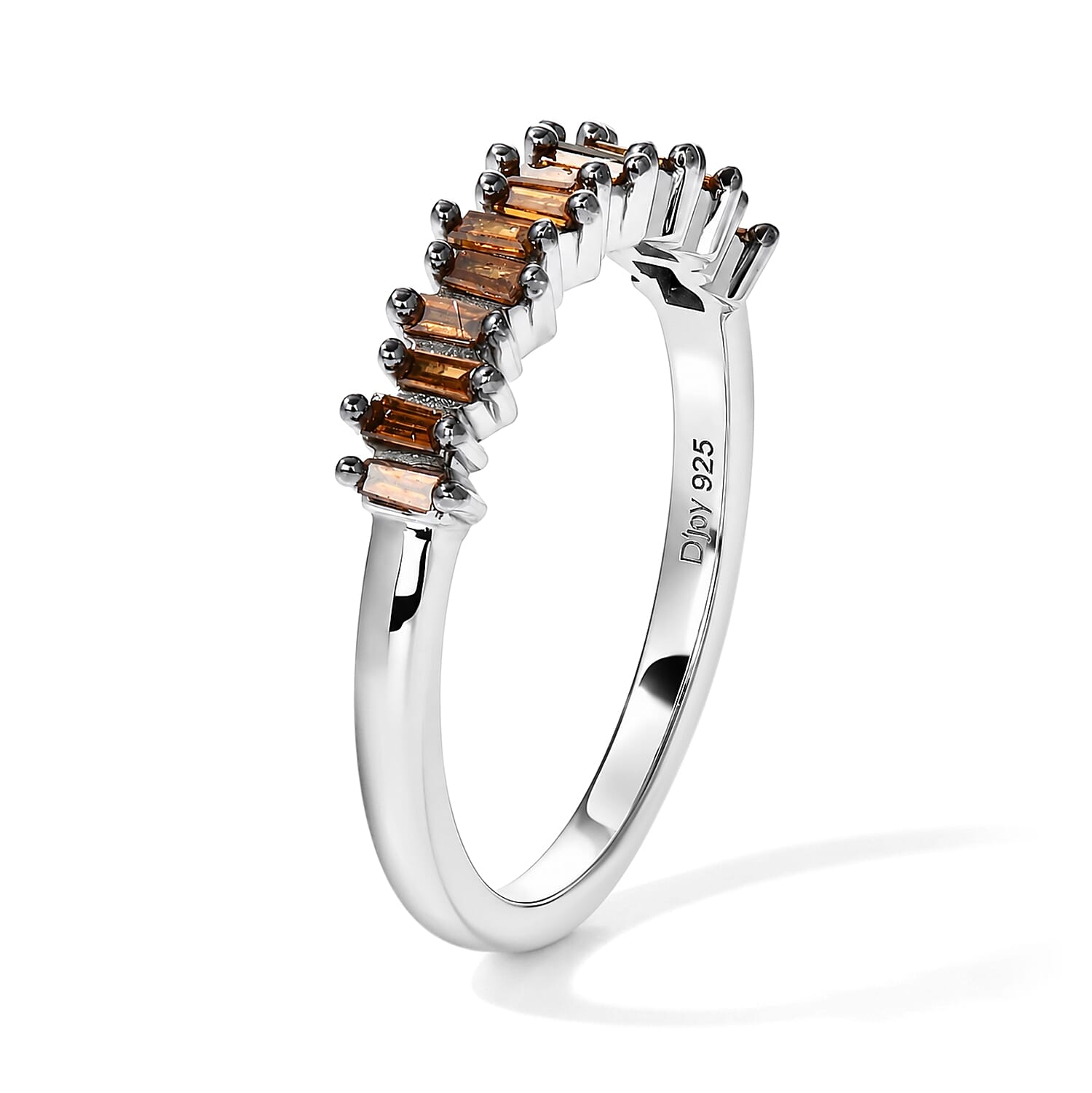 D'Joy Red Diamond 0.25 ctw Band Ring in Rhodium Over Sterling Silver (Size 5.0)