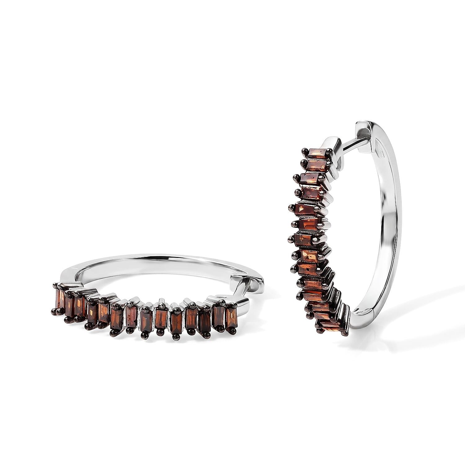 D'Joy Red Diamond 0.50 ctw Hoop Earrings in Rhodium Over Sterling Silver