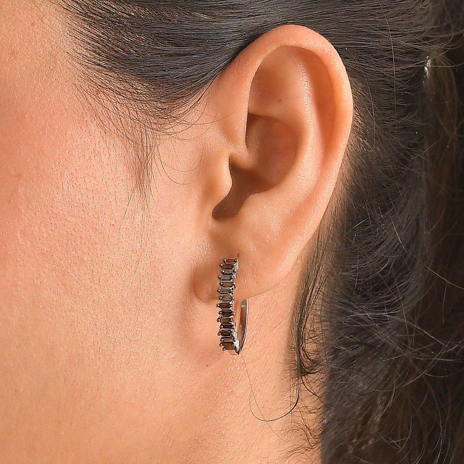 D'Joy Red Diamond 0.50 ctw Hoop Earrings in Rhodium Over Sterling Silver