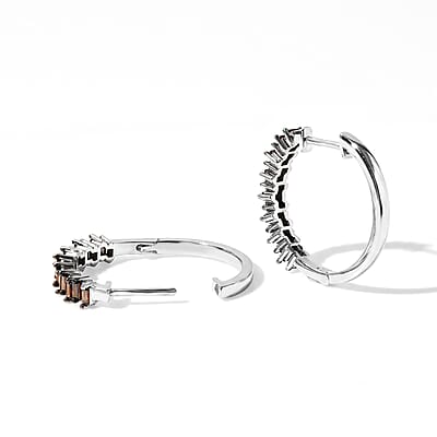 D'Joy Red Diamond 0.50 ctw Hoop Earrings in Rhodium Over Sterling Silver