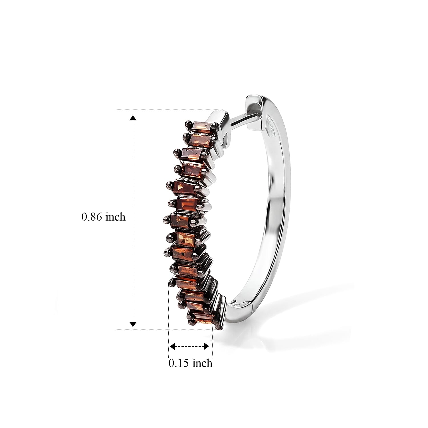D'Joy Red Diamond 0.50 ctw Hoop Earrings in Rhodium Over Sterling Silver