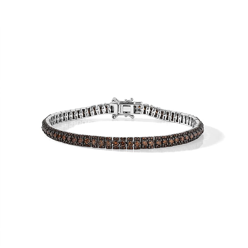 Luxuriant Lab Grown Red Diamond (IR) (SI) 4.50 ctw Bracelet in Rhodium Over Sterling Silver (7.25 In)