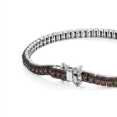 Luxuriant Lab Grown Red Diamond (IR) (SI) 4.50 ctw Bracelet in Rhodium Over Sterling Silver (7.25 In)