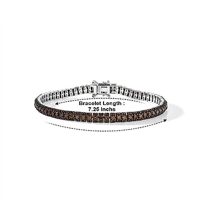 Luxuriant Lab Grown Red Diamond (IR) (SI) 4.50 ctw Bracelet in Rhodium Over Sterling Silver (7.25 In)