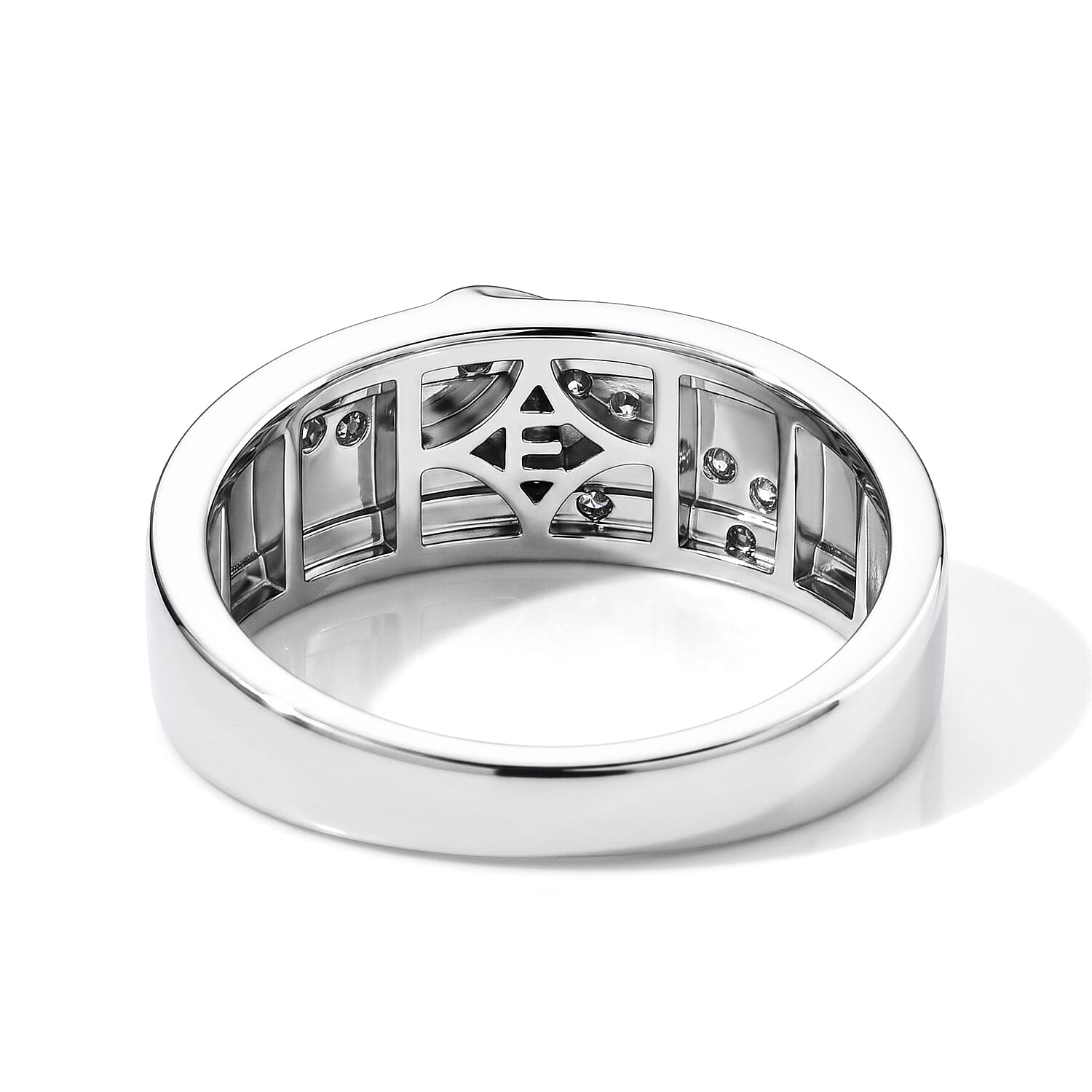 EverTrue Moissanite 0.20 ctw Two tone Flowing Band Ring in Platinum Bond and 14K YG Over Sterling Silver (Size 6.0)