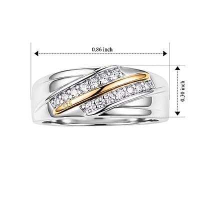 EverTrue Moissanite 0.20 ctw Two tone Flowing Band Ring in Platinum Bond and 14K YG Over Sterling Silver (Size 6.0)