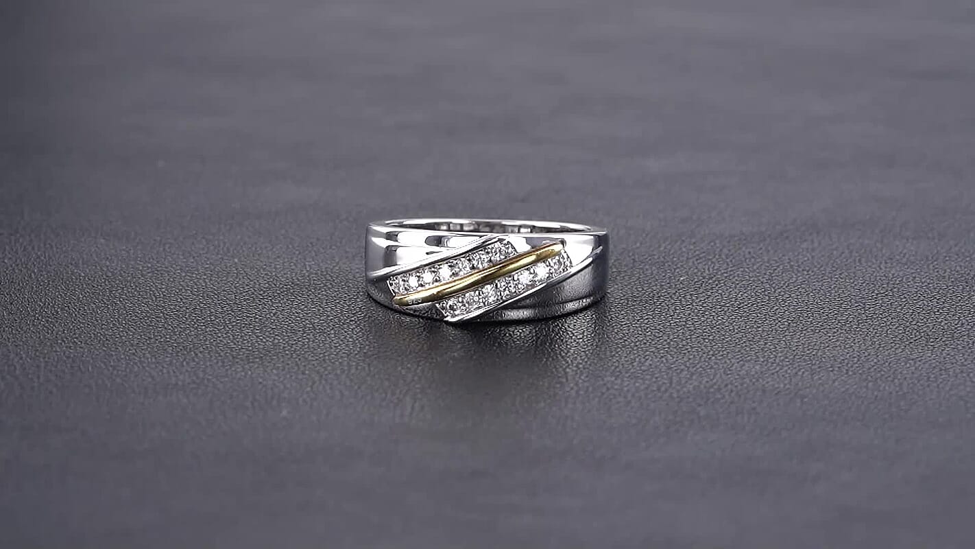 EverTrue Moissanite 0.20 ctw Ring in Platinum Bond and 14K YG Over Sterling Silver (Size 10.0)