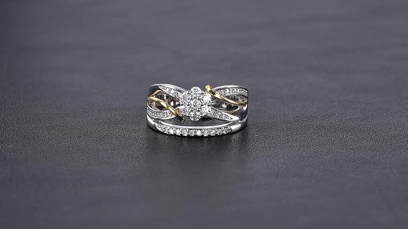 EverTrue Moissanite 0.50 ctw Ring in Platinum Bond and 14K RG Over Sterling Silver (Size 10.0)