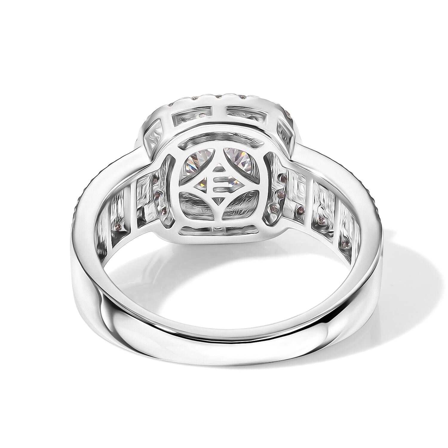 EverTrue Moissanite 1.75 ctw Two tone Halo Ring in Platinum Bond and 14K YG Over Sterling Silver (Size 7.0)