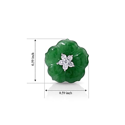 D'Joy Green Jade (D) and Moissanite 11.10 ctw Earrings in Rhodium Over Sterling Silver