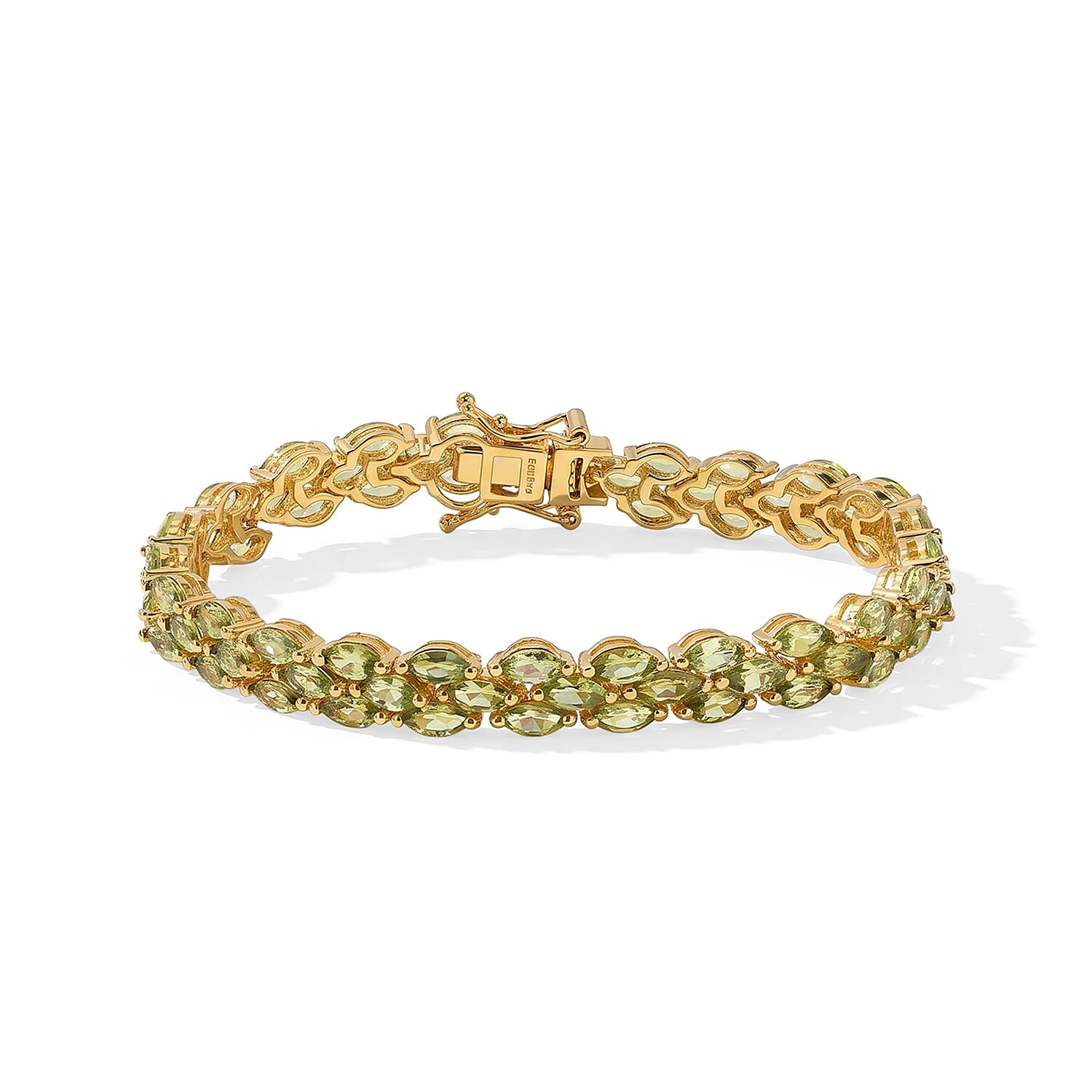 EverTrue Hebei Peridot 13.25 ctw Bracelet in 18K YG Plated (7.25 In)