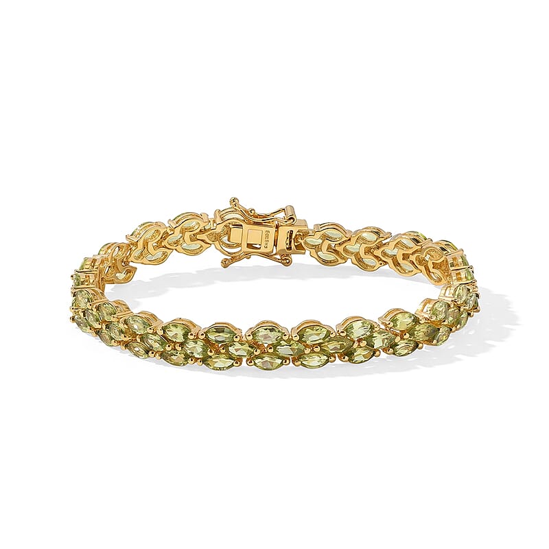 EverTrue Hebei Peridot 13.25 ctw Bracelet in 18K YG Plated (7.25 In)