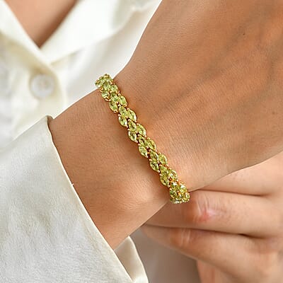 EverTrue Hebei Peridot 13.25 ctw Bracelet in 18K YG Plated (7.25 In)