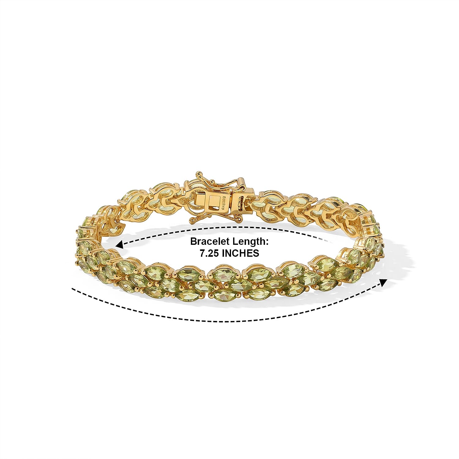 EverTrue Hebei Peridot 13.25 ctw Bracelet in 18K YG Plated (7.25 In)