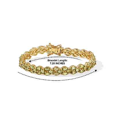 EverTrue Hebei Peridot 13.25 ctw Bracelet in 18K YG Plated (7.25 In)