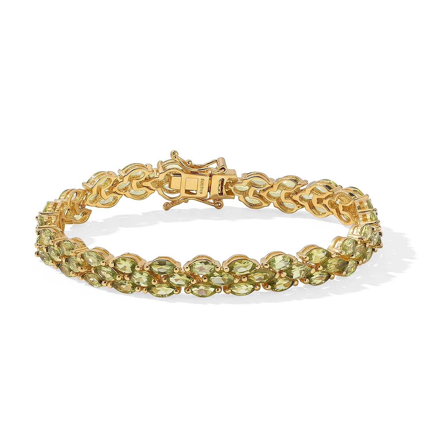 EverTrue Hebei Peridot 11.75 ctw Whispering Vine Bracelet in 18K YG Plated (6.50 In)