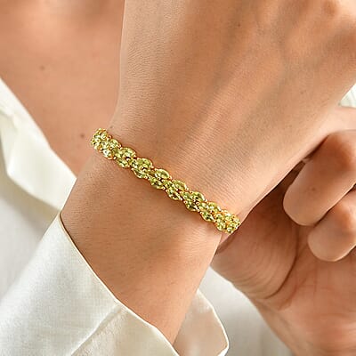 EverTrue Hebei Peridot 11.75 ctw Whispering Vine Bracelet in 18K YG Plated (6.50 In)