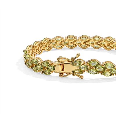 EverTrue Hebei Peridot 11.75 ctw Whispering Vine Bracelet in 18K YG Plated (6.50 In)