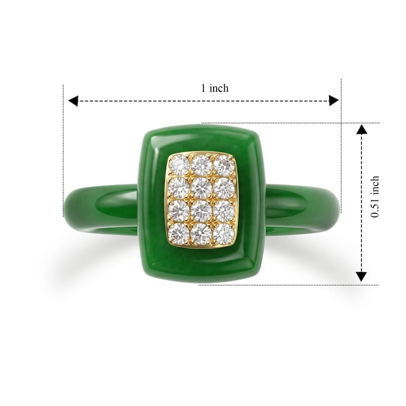 D'Joy Verdant Green Jade(D) and Lab Grown Diamond 13.25 ctw Timeless Elegance Ring in 18K YG Plated Sterling Silver (Size 6.0)