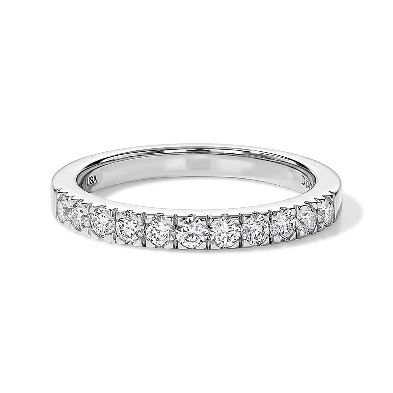 D'Joy Bond Collection Moissanite Eternity Band Ring in Rhodium Over Sterling Silver (Size 5.0) 0.50 ctw