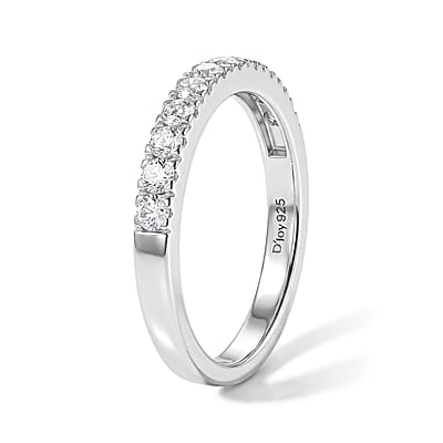 D'Joy Bond Collection Moissanite Eternity Band Ring in Rhodium Over Sterling Silver (Size 5.0) 0.50 ctw