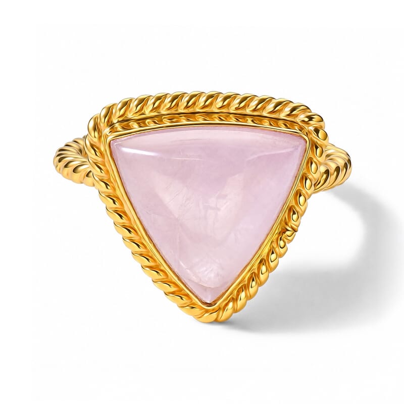 EverTrue Kunzite 8.00 ctw Blush Trinity Ring in 18K YG Plated (Size 10.0)