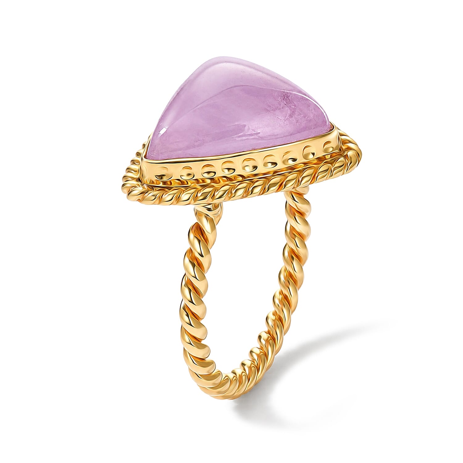 EverTrue Kunzite 8.00 ctw Blush Trinity Ring in 18K YG Plated (Size 10.0)