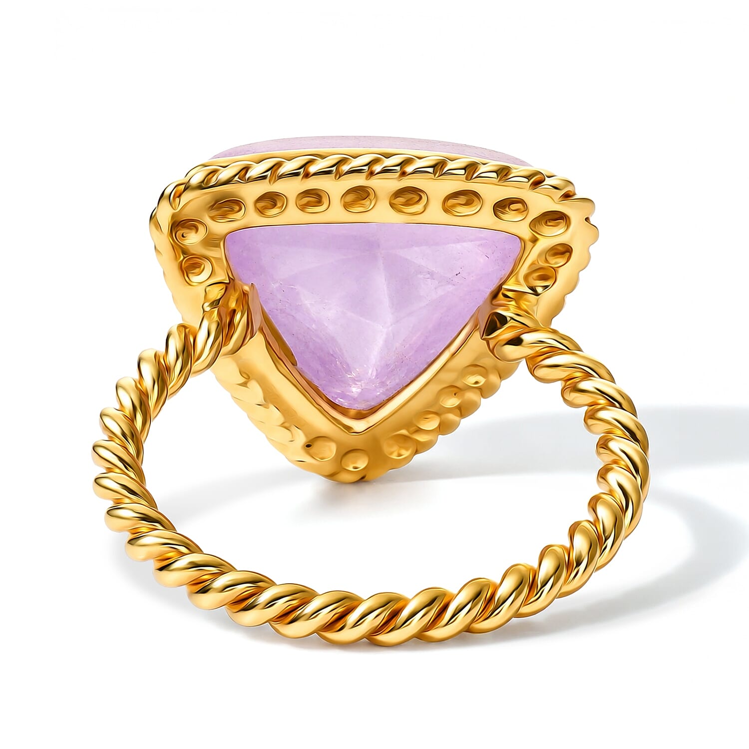 EverTrue Kunzite 8.00 ctw Blush Trinity Ring in 18K YG Plated (Size 10.0)