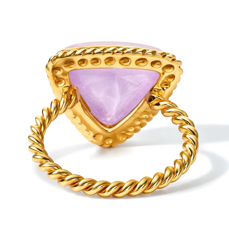 EverTrue Kunzite 8.00 ctw Blush Trinity Ring in 18K YG Plated (Size 10.0)