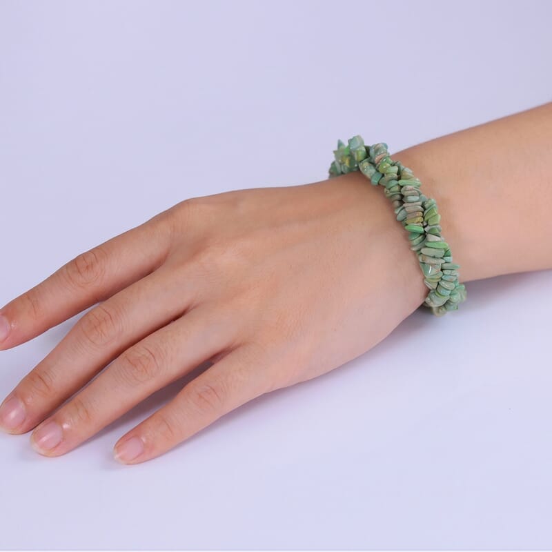 D'Joy Royal Hubei Green Turquoise 85.00 ctw Nuggets 3 Row Twisted Bracelet in Rhodium Over Sterling Silver (7.25-9.25In)