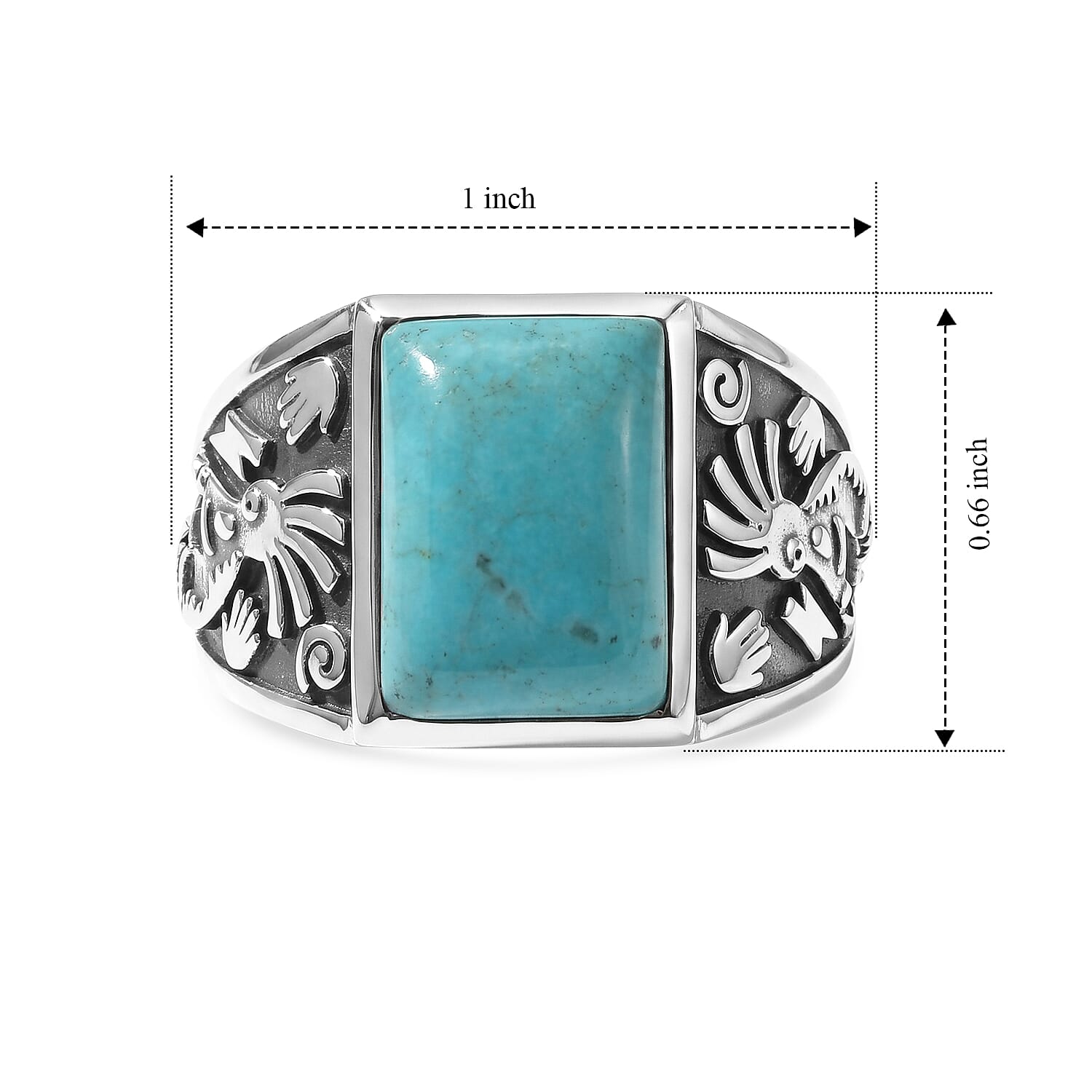 D'Joy Artisan Crafted Premium Tahoe Nevada Turquoise 7.70 ctw Legends of Kokopelli Men's Ring in Sterling Silver (Size 9.0)