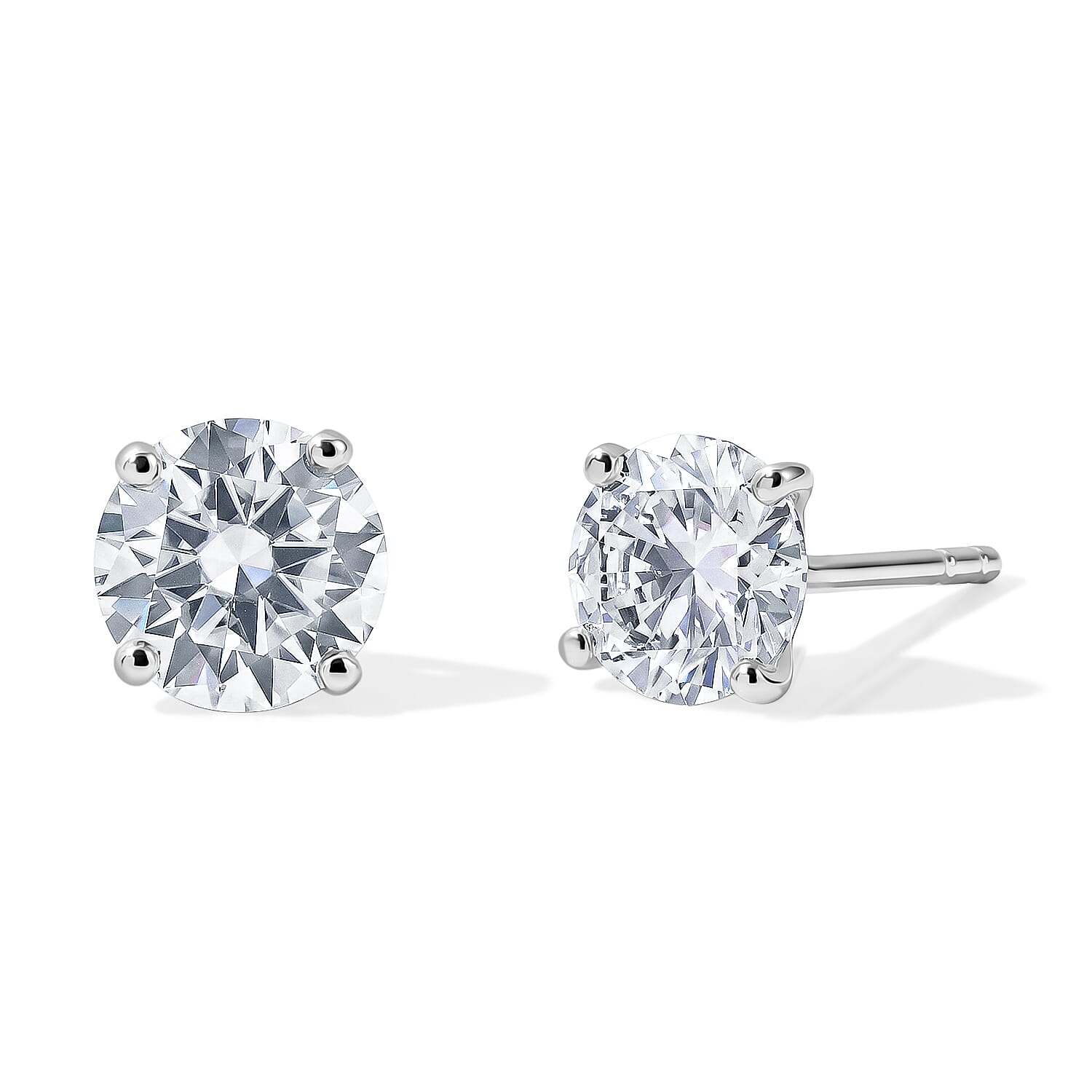 D'Joy Moissanite 1.50 ctw Solitaire Stud Earrings in Platinum Over Sterling Silver