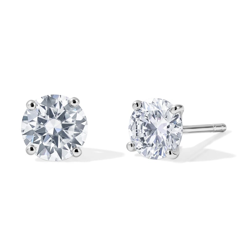 D'Joy Moissanite 1.50 ctw Solitaire Stud Earrings in Platinum Over Sterling Silver