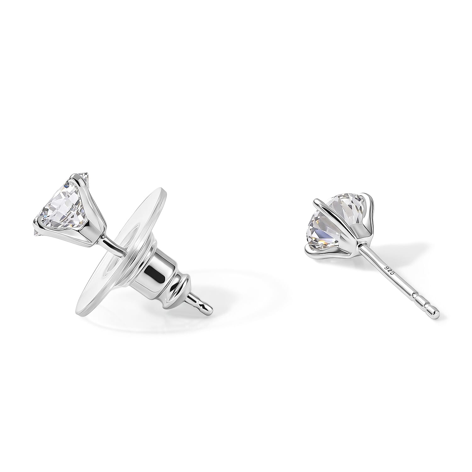 D'Joy Moissanite 1.50 ctw Solitaire Stud Earrings in Platinum Over Sterling Silver
