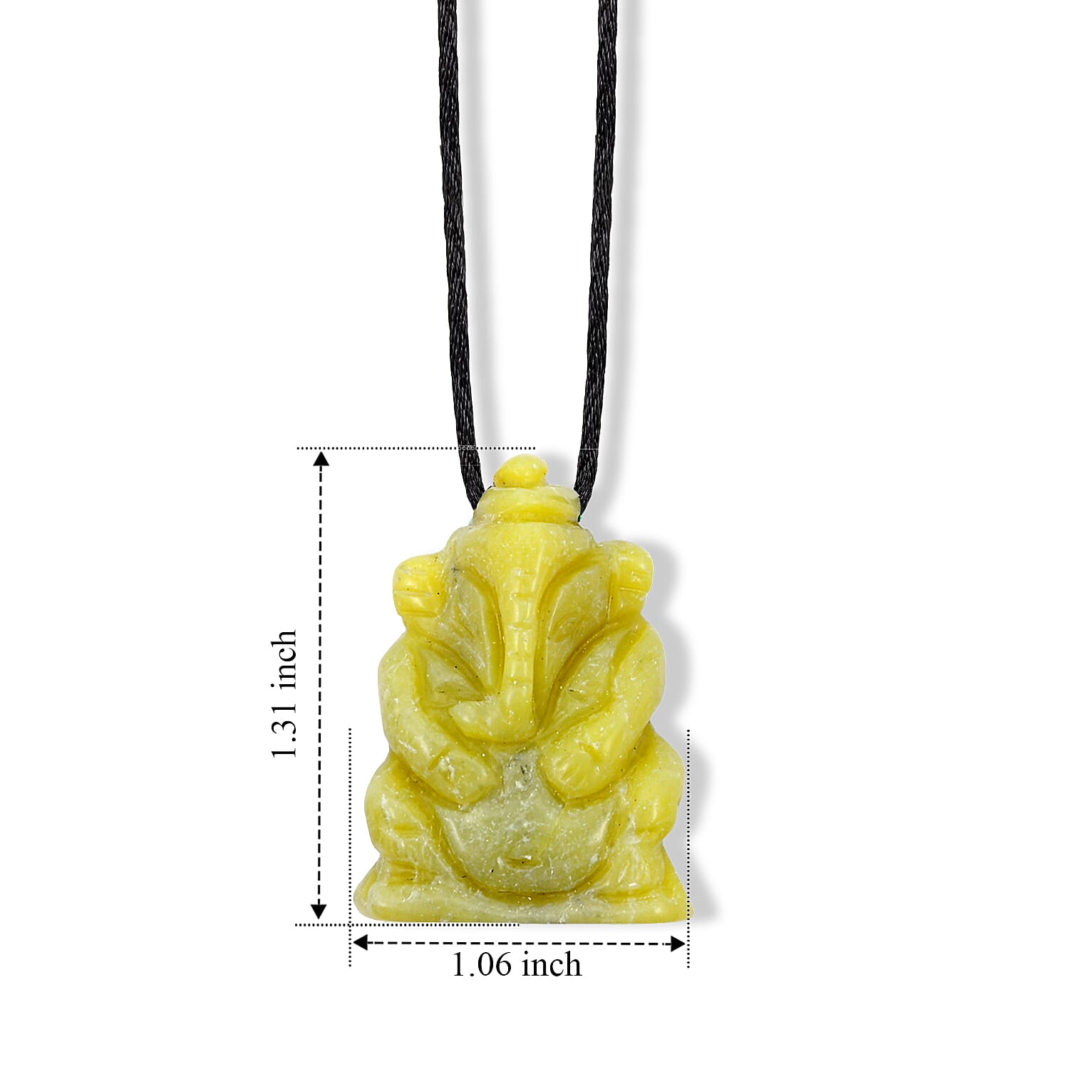 Jade(D) 109.00 ctw Carved Ganesha Blessing Necklace in Silvertone 16-19 Inches