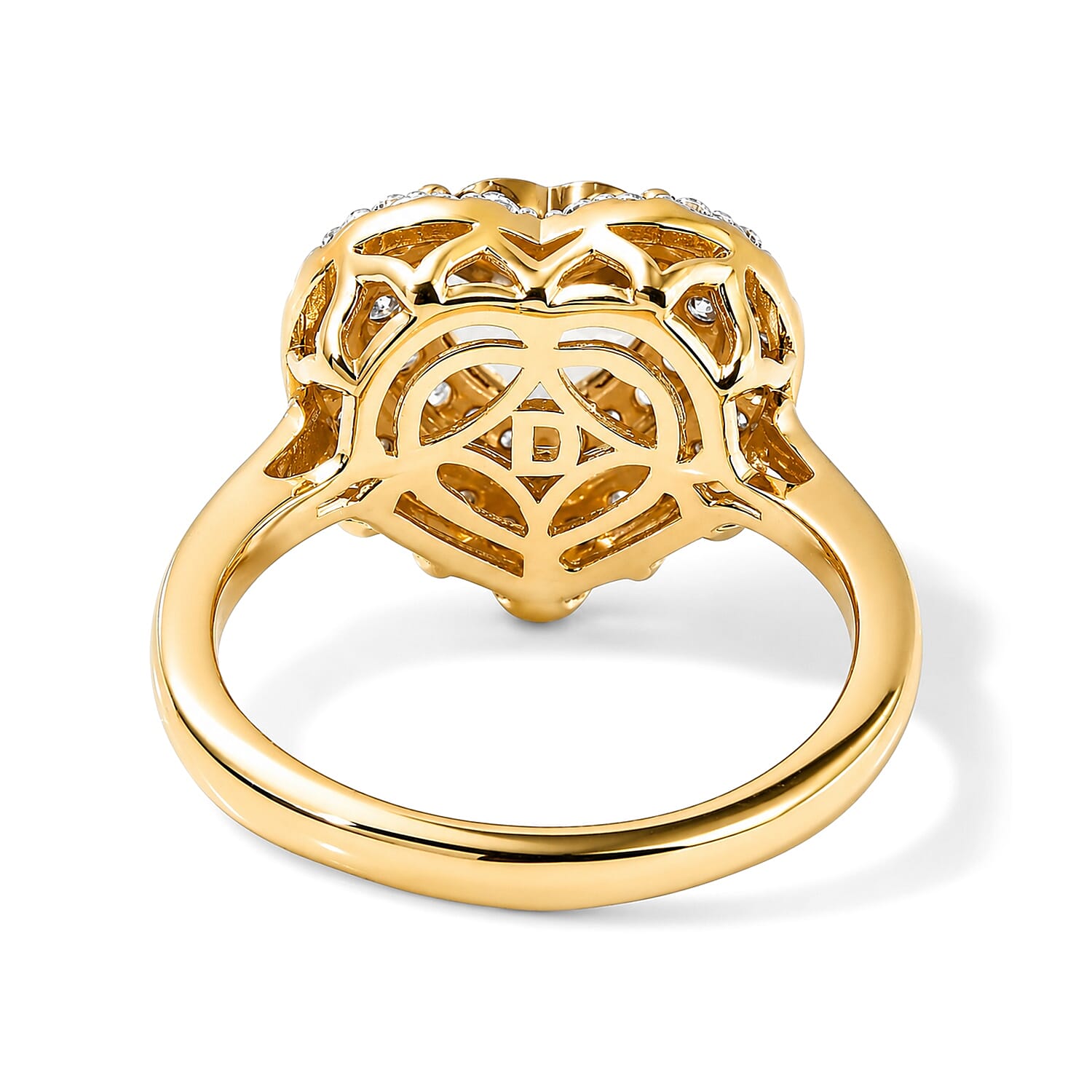 Certified and Appraised D'Joy Premium Turkizite and Moissanite 2.00 ctw Heart Ring in 18K Vermeil Yellow Gold Over Sterling Silver (Size 6.0)