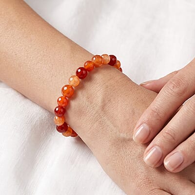 Carnelian 115.00 ctw Beaded Stretch Bracelet