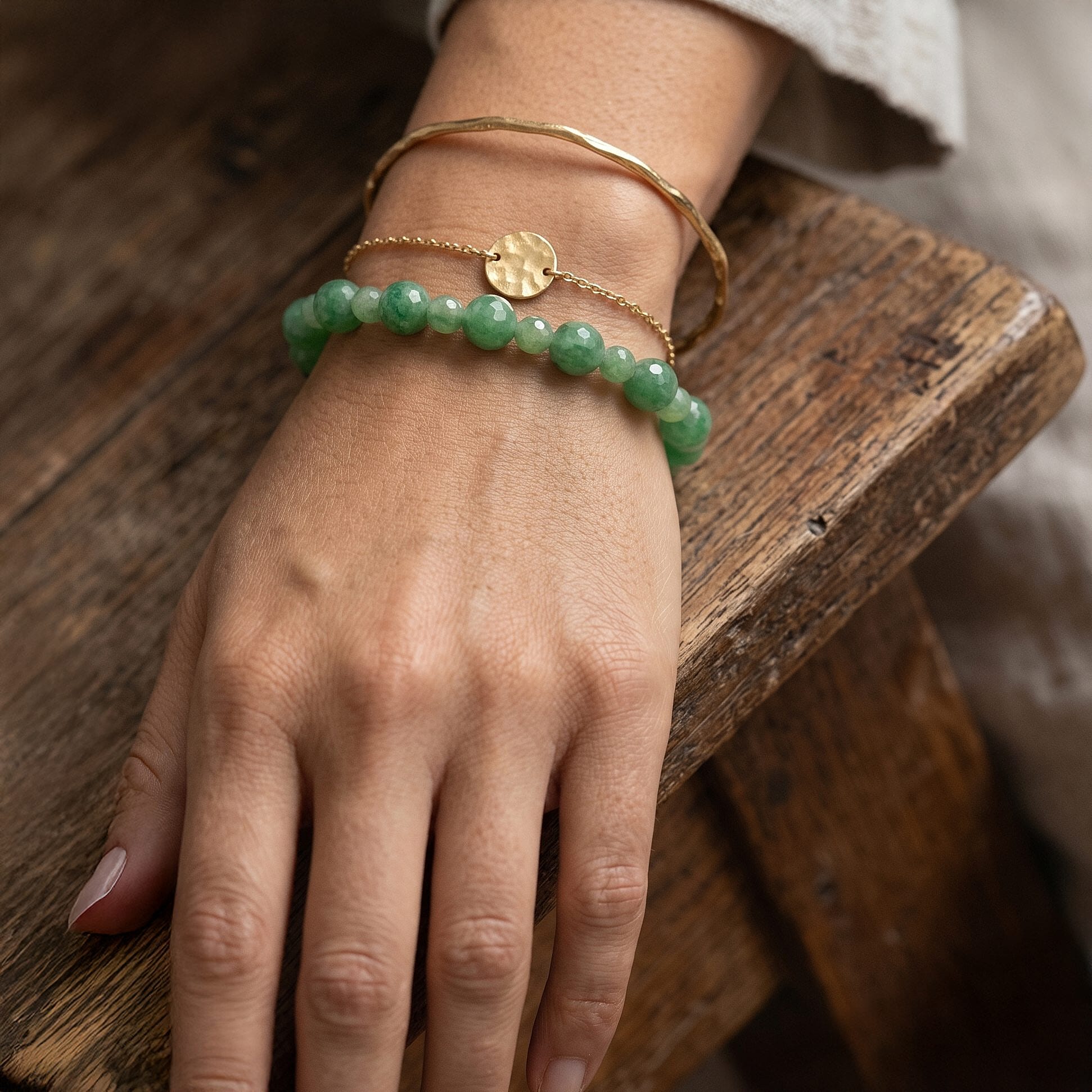 Green Aventurine 110.00 ctw Beaded Stretch Bracelet