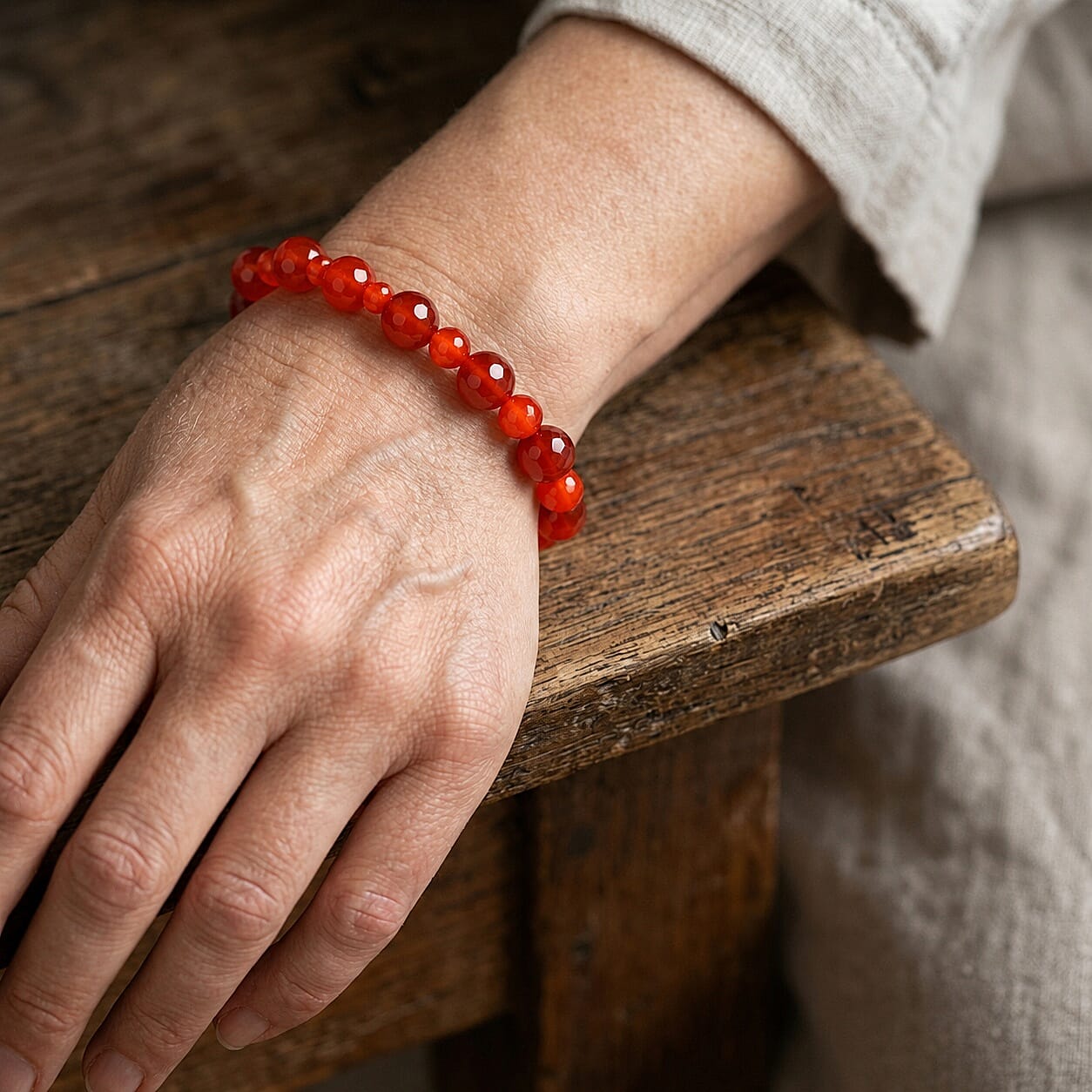 Carnelian 110.00 ctw Beaded Stretch Bracelet