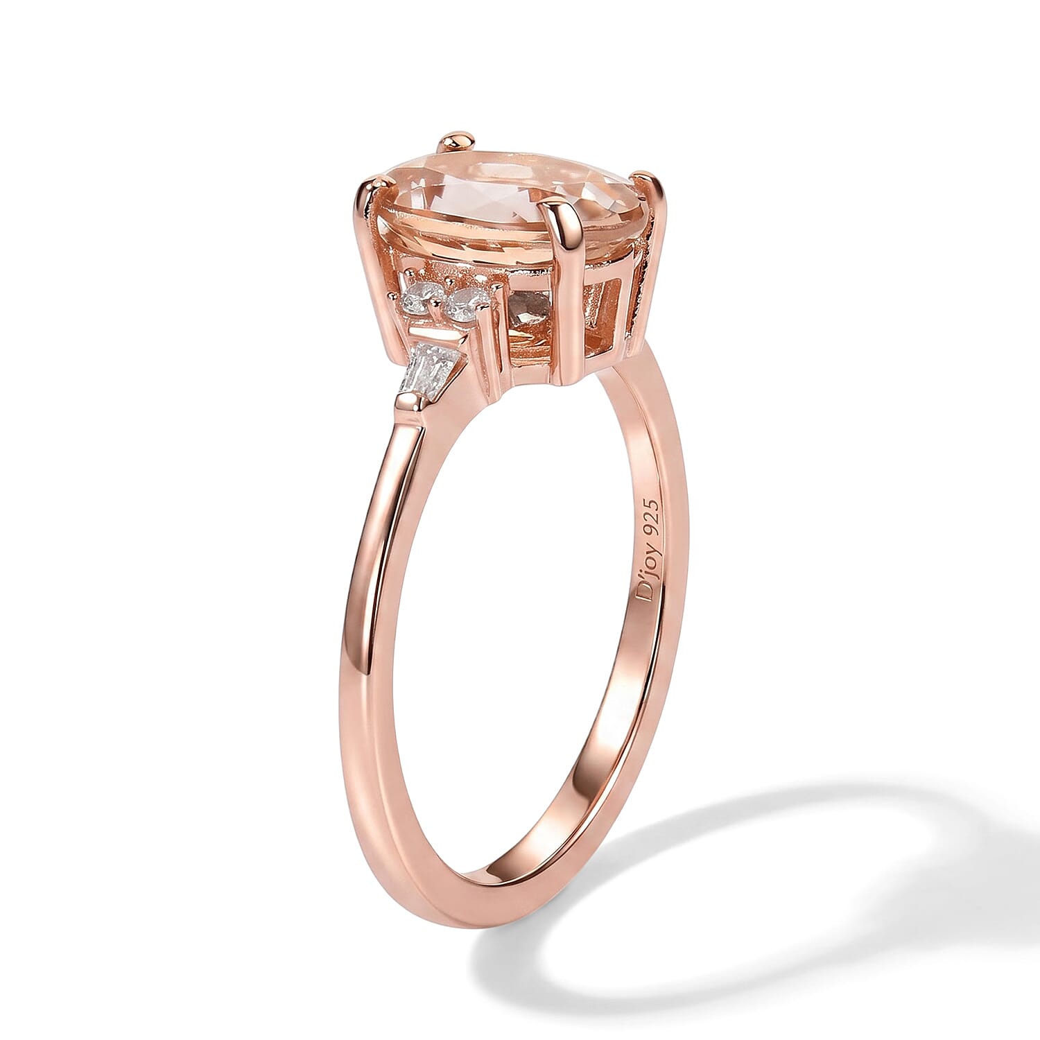 D'Joy Premium Marropino Morganite and Diamond 1.90 ctw Ring in 18K Vermeil Rose Gold Over Sterling Silver (Size 6.0)