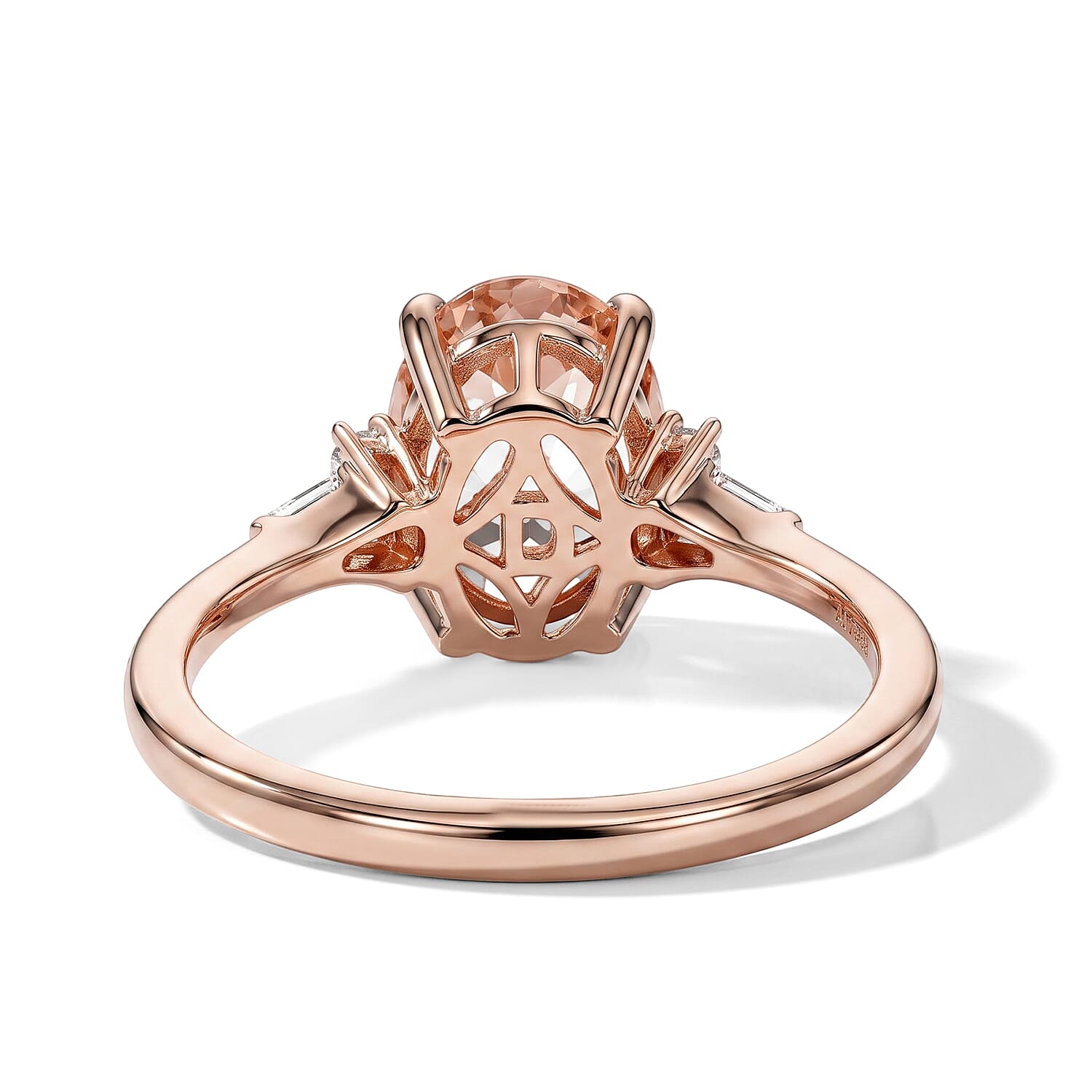 D'Joy Premium Marropino Morganite and Diamond 1.90 ctw Ring in 18K Vermeil Rose Gold Over Sterling Silver (Size 6.0)