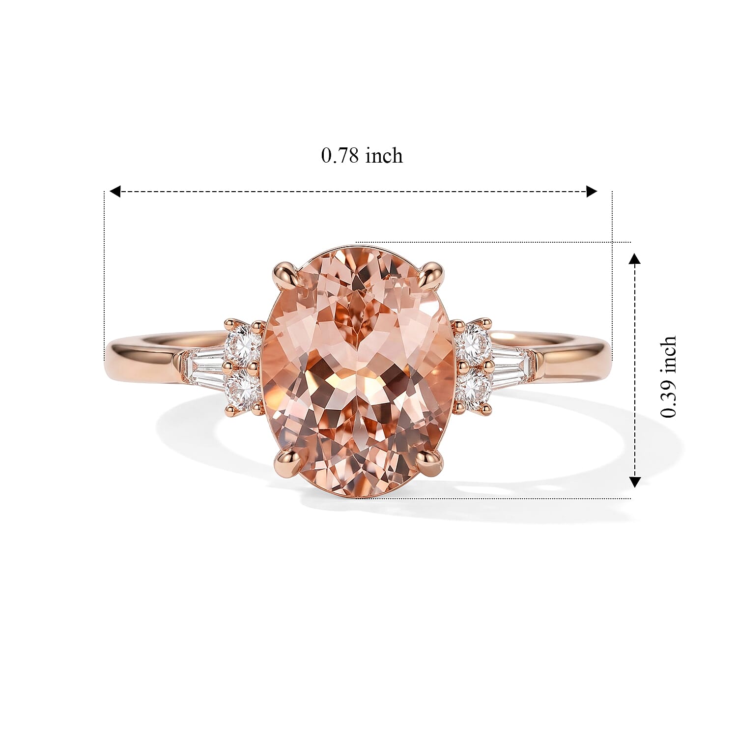 D'Joy Premium Marropino Morganite and Diamond 1.90 ctw Ring in 18K Vermeil Rose Gold Over Sterling Silver (Size 6.0)