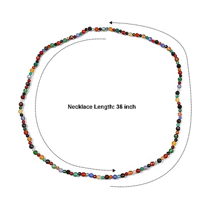 Multi Agate 335.00 ctw Stone Necklace 36 Inches